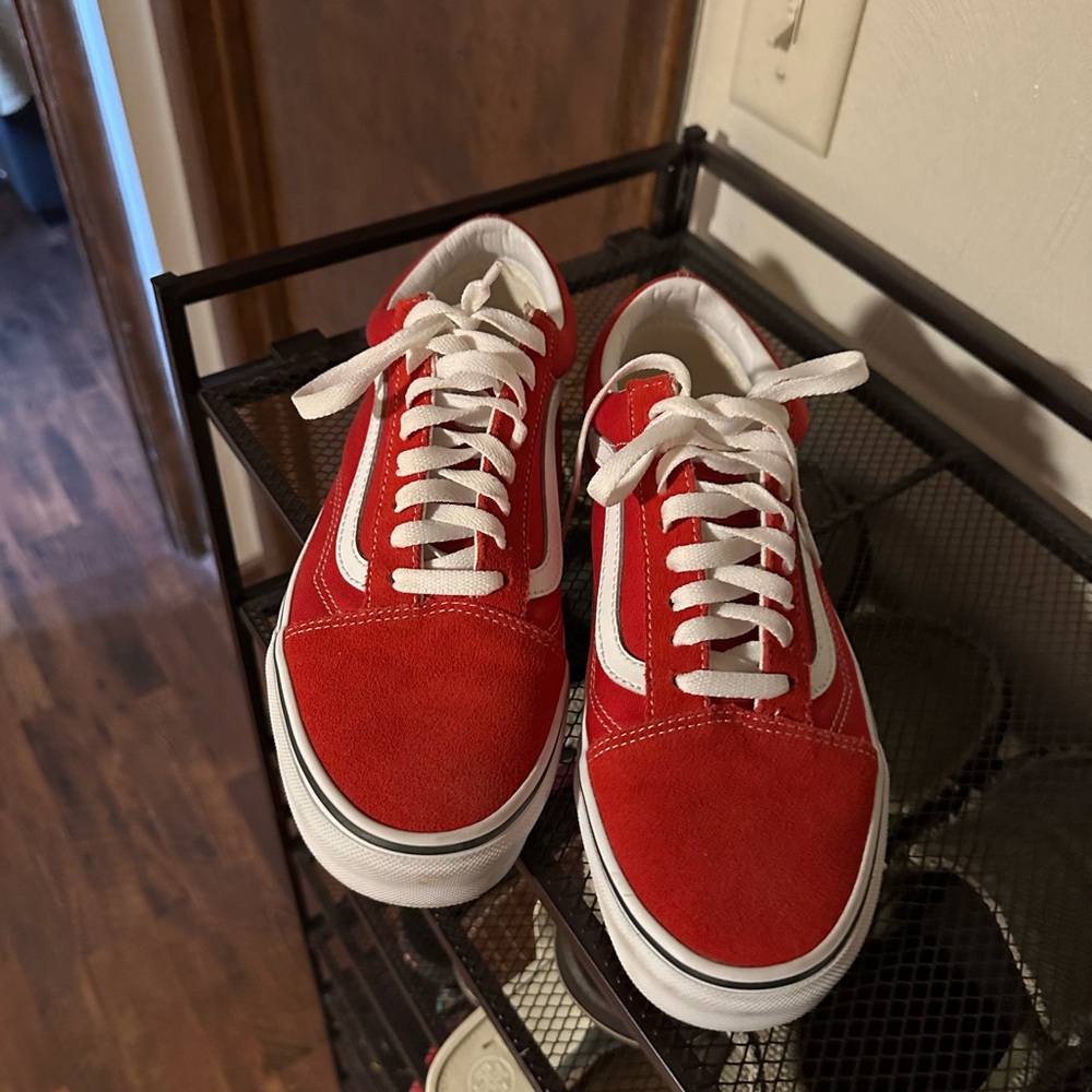 Red Vans Old Skool Shoes. Women’s size 10